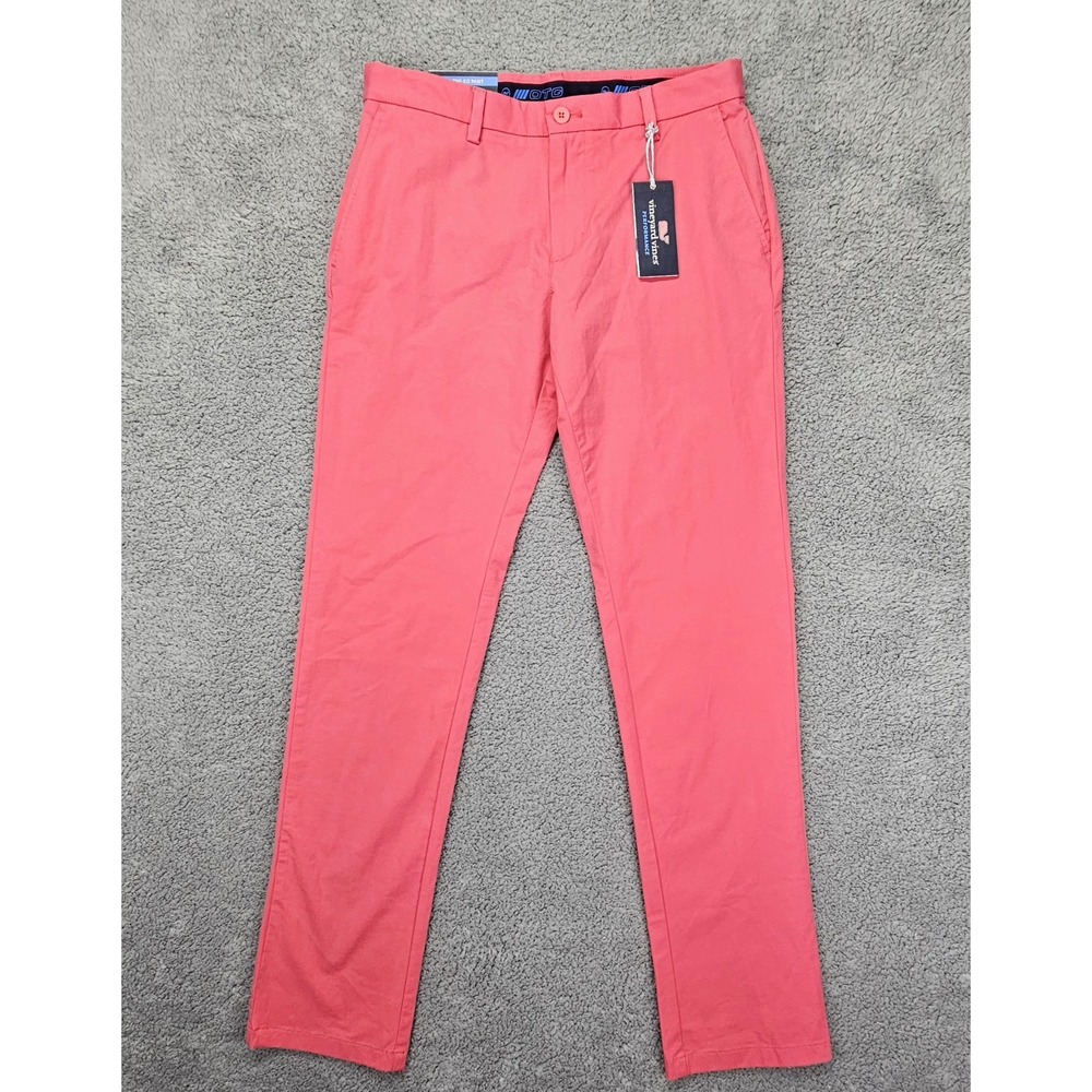 Vineyard Vines OTG On-The-Go Performance Pants 32x34 Jetty Red Stretch NWT